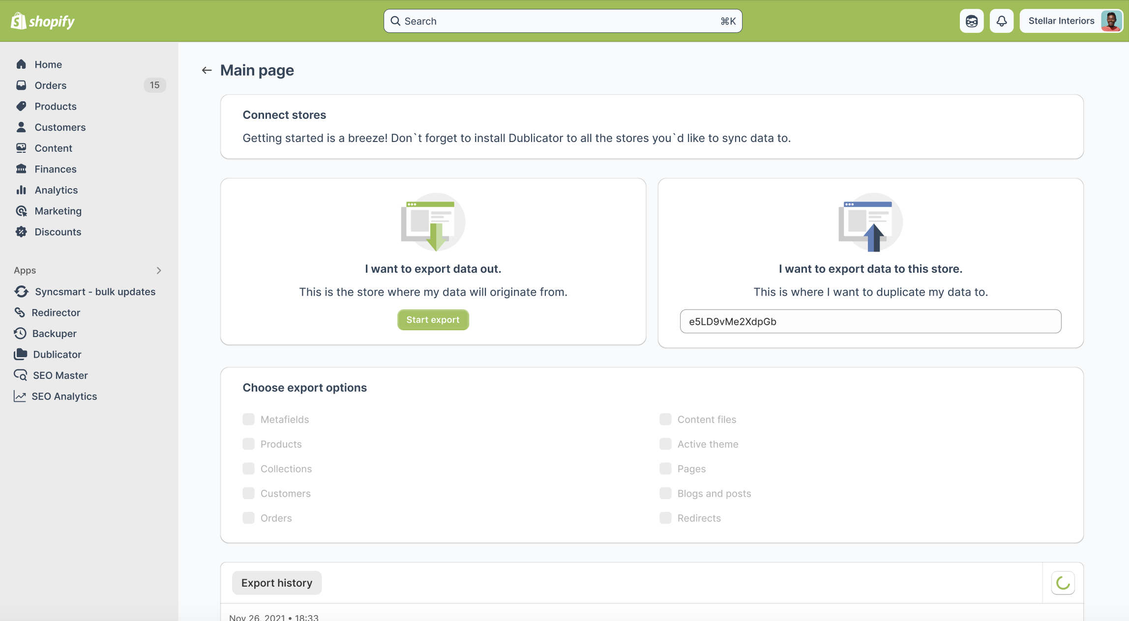 Shopify store duplication